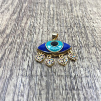 Brass 18k Gold Blue and Turquoise Evil Eye charm | Fashion Jewellery Outlet | Fashion Jewellery Outlet