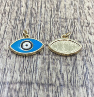 Brass 18k Gold Plated Blue Evil Eye charm | Fashion Jewellery Outlet | Fashion Jewellery Outlet