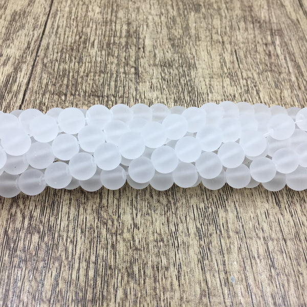 6mm Frosted Clear Quartz Beads | Fashion Jewellery Outlet | Fashion Jewellery Outlet