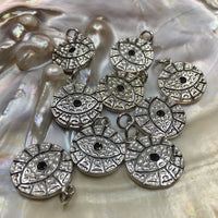 Round Gold and Silver Black Evil Eye Charm | Fashion Jewellery Outlet | Fashion Jewellery Outlet