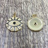 Round Gold and Silver Black Evil Eye Charm | Fashion Jewellery Outlet | Fashion Jewellery Outlet