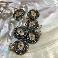 Round unformed Black Evil Eye Gold Charm | Fashion Jewellery Outlet | Fashion Jewellery Outlet