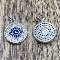 Brass Round Gold, Gun-metal and Silver Black Evil Eye Charm | Fashion Jewellery Outlet | Fashion Jewellery Outlet