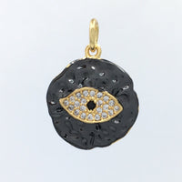 Round unformed Black Evil Eye Gold Charm | Fashion Jewellery Outlet | Fashion Jewellery Outlet