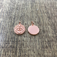 Round Gold, Rose Gold and Rhodium Black Evil Eye Charm | Fashion Jewellery Outlet | Fashion Jewellery Outlet
