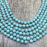 6mm Greenish Blue Howlite Bead | Fashion Jewellery Outlet | Fashion Jewellery Outlet