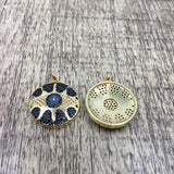 Gold Black Round Evil eye CZ Charm | Fashion Jewellery Outlet | Fashion Jewellery Outlet