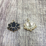 Black and Gold Lotus charm | Fashion Jewellery Outlet | Fashion Jewellery Outlet