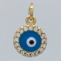 Round Blue Brass Evil Eye Charm | Fashion Jewellery Outlet | Fashion Jewellery Outlet