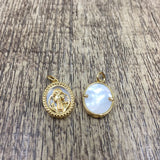 Saint Benedict Oval Gold on Pearl Charm | Fashion Jewellery Outlet | Fashion Jewellery Outlet