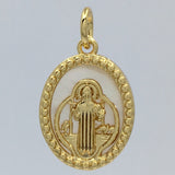 Saint Benedict Oval Gold on Pearl Charm | Fashion Jewellery Outlet | Fashion Jewellery Outlet