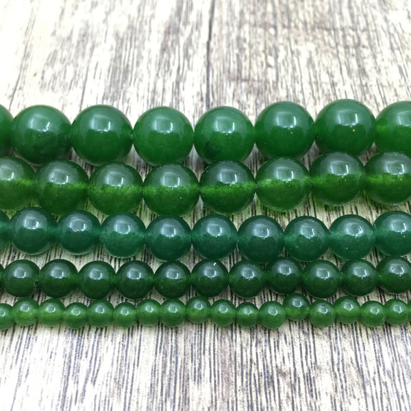 6mm Dark Green Jade Bead | Fashion Jewellery Outlet | Fashion Jewellery Outlet