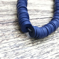 6mm and 8mm Navy Blue Heishi Beads | Fashion Jewellery Outlet | Fashion Jewellery Outlet