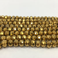 6mm Faceted Rondelle Metallic Gold Glass Bead | Fashion Jewellery Outlet | Fashion Jewellery Outlet