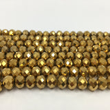 6mm Faceted Rondelle Metallic Gold Glass Bead | Fashion Jewellery Outlet | Fashion Jewellery Outlet