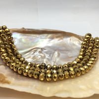 8mm Faceted Rondelle Metallic Gold Glass Bead | Fashion Jewellery Outlet | Fashion Jewellery Outlet