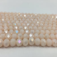 8mm Faceted Rondelle Glass Bead, Bone AB Color | Fashion Jewellery Outlet | Fashion Jewellery Outlet