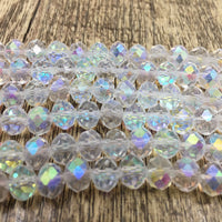 8 mm Clear Faceted Rondelle Glass Bead | Fashion Jewellery Outlet | Fashion Jewellery Outlet
