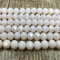 6mm Faceted Rondelle Glass Bead, Bone AB Color | Fashion Jewellery Outlet | Fashion Jewellery Outlet