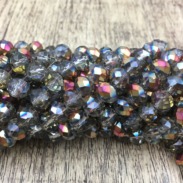 6mm Faceted Rondelle Glass Bead Half Coated | Fashion Jewellery Outlet | Fashion Jewellery Outlet