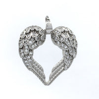 Rhodium Angel Wings Heart CZ Pave Charm | Fashion Jewellery Outlet | Fashion Jewellery Outlet