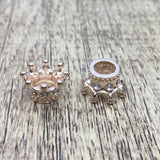 Rose Gold Alloy Rhinestone Crown Bead | Fashion Jewellery Outlet | Fashion Jewellery Outlet