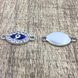 Evil Eye CZ Pave Connector, Rhodium | Fashion Jewellery Outlet | Fashion Jewellery Outlet