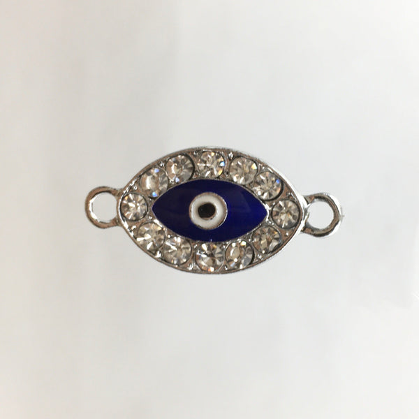 Evil Eye CZ Pave Connector, Rhodium | Fashion Jewellery Outlet | Fashion Jewellery Outlet