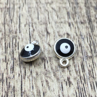 Round Alloy Black Evil Eye Charm, 6pc | Fashion Jewellery Outlet | Fashion Jewellery Outlet