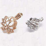 Lotus Cage Brass Pendant Rhodium and Rose Gold | Fashion Jewellery Outlet | Fashion Jewellery Outlet
