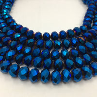 8mm Faceted Rondelle Metallic Blue Glass Bead | Fashion Jewellery Outlet | Fashion Jewellery Outlet
