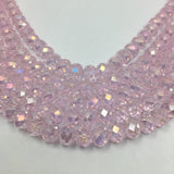 6mm Faceted Rondelle Light Pink Glass Bead | Fashion Jewellery Outlet | Fashion Jewellery Outlet