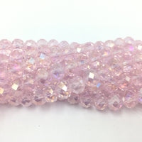 8mm Faceted Rondelle Light Pink Glass Bead | Fashion Jewellery Outlet | Fashion Jewellery Outlet