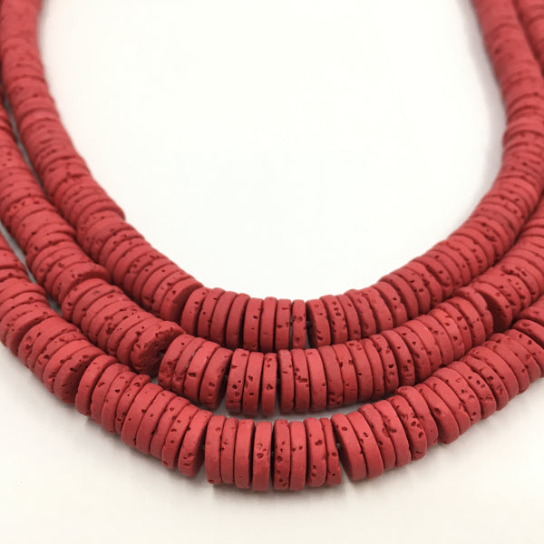 8mm Red Lava Disc Bead | Fashion Jewellery Outlet | Fashion Jewellery Outlet