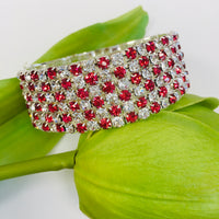 Red & Silver Rhinestone bracelet | Fashion Jewellery Outlet | Fashion Jewellery Outlet