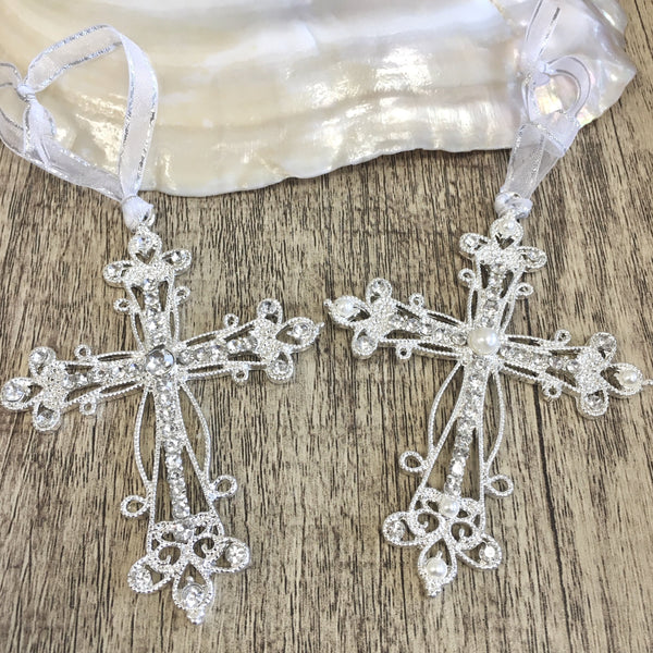 Pearl Cross with Ribbon, Big Pearl Cross | Fashion Jewellery Outlet | Fashion Jewellery Outlet