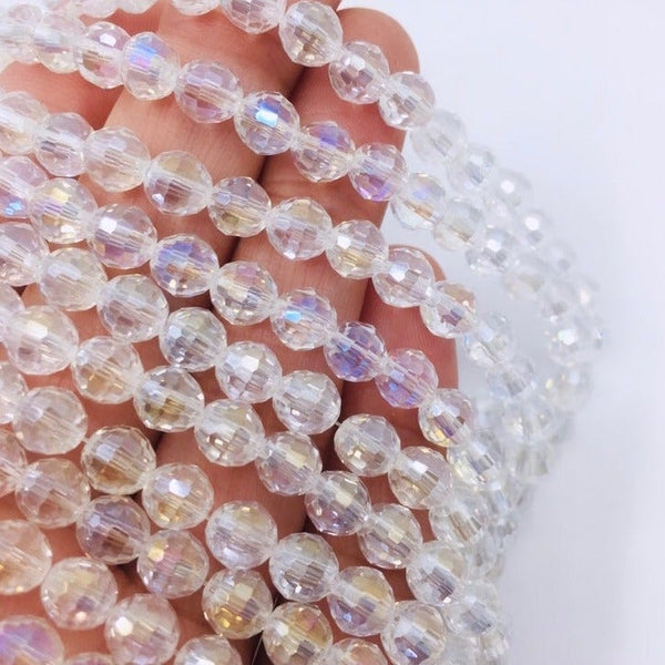 Clear AB Glass Beads, Round Faceted | Fashion Jewellery Outlet | Fashion Jewellery Outlet