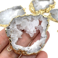 White Natural Druzy Agate Slice Connectors | Fashion Jewellery Outlet | Fashion Jewellery Outlet