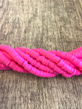 6mm Fluorescent Pink Heishi Beads | Fashion Jewellery Outlet | Fashion Jewellery Outlet