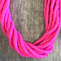 6mm Fluorescent Pink Heishi Beads | Fashion Jewellery Outlet | Fashion Jewellery Outlet