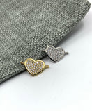 Micro pave gold and silver heart connectors