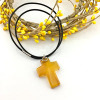2 Glass Cross Pendant, Golden Shadow | Fashion Jewellery Outlet | Fashion Jewellery Outlet
