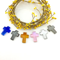 2 Glass Cross Pendant, Rosaline Pink | Fashion Jewellery Outlet | Fashion Jewellery Outlet