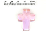 2 Glass Cross Pendant, Rosaline Pink | Fashion Jewellery Outlet | Fashion Jewellery Outlet