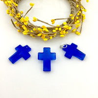 2 Glass Cross Pendant, Blue | Fashion Jewellery Outlet | Fashion Jewellery Outlet