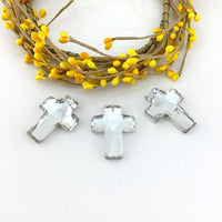 2 Glass Cross Pendant, Silver Argentia | Fashion Jewellery Outlet | Fashion Jewellery Outlet