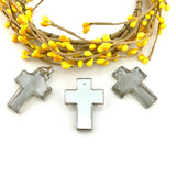 2 Glass Cross Pendant, Silver Shade | Fashion Jewellery Outlet | Fashion Jewellery Outlet