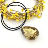 Glass Teardrop Pendant, Topaz | Fashion Jewellery Outlet | Fashion Jewellery Outlet
