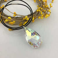 Glass Clear AB Teardrop Pendant | Fashion Jewellery Outlet | Fashion Jewellery Outlet