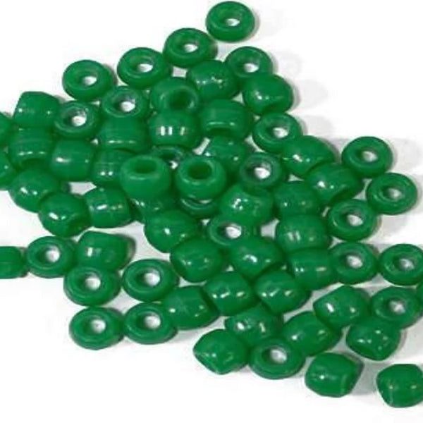 Dark Green Plastic Beads, 4X6 Pony Beads | Fashion Jewellery Outlet | Fashion Jewellery Outlet